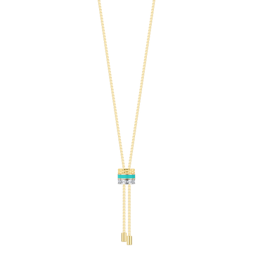 NECKLACE WITH BOLO TIE TUBE TURQUOISE CHIP WITH ZIRCONIA
