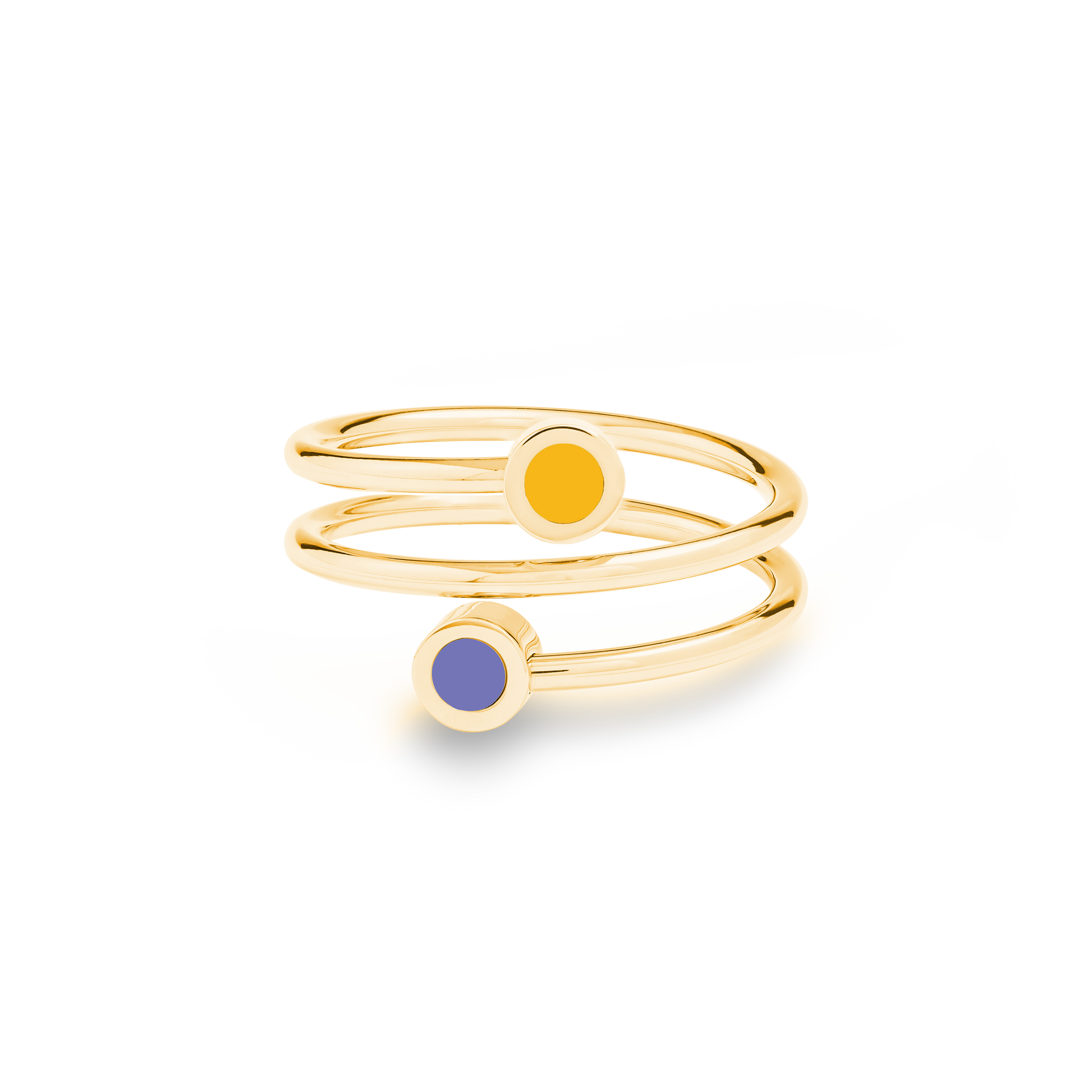 PERSIAN BLUE AND SPECTRA YELLOW CHIP DOUBLE RING