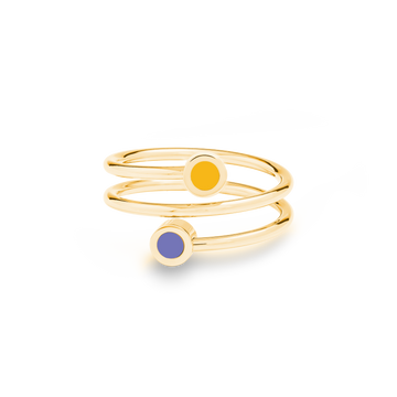 PERSIAN BLUE AND SPECTRA YELLOW CHIP DOUBLE RING