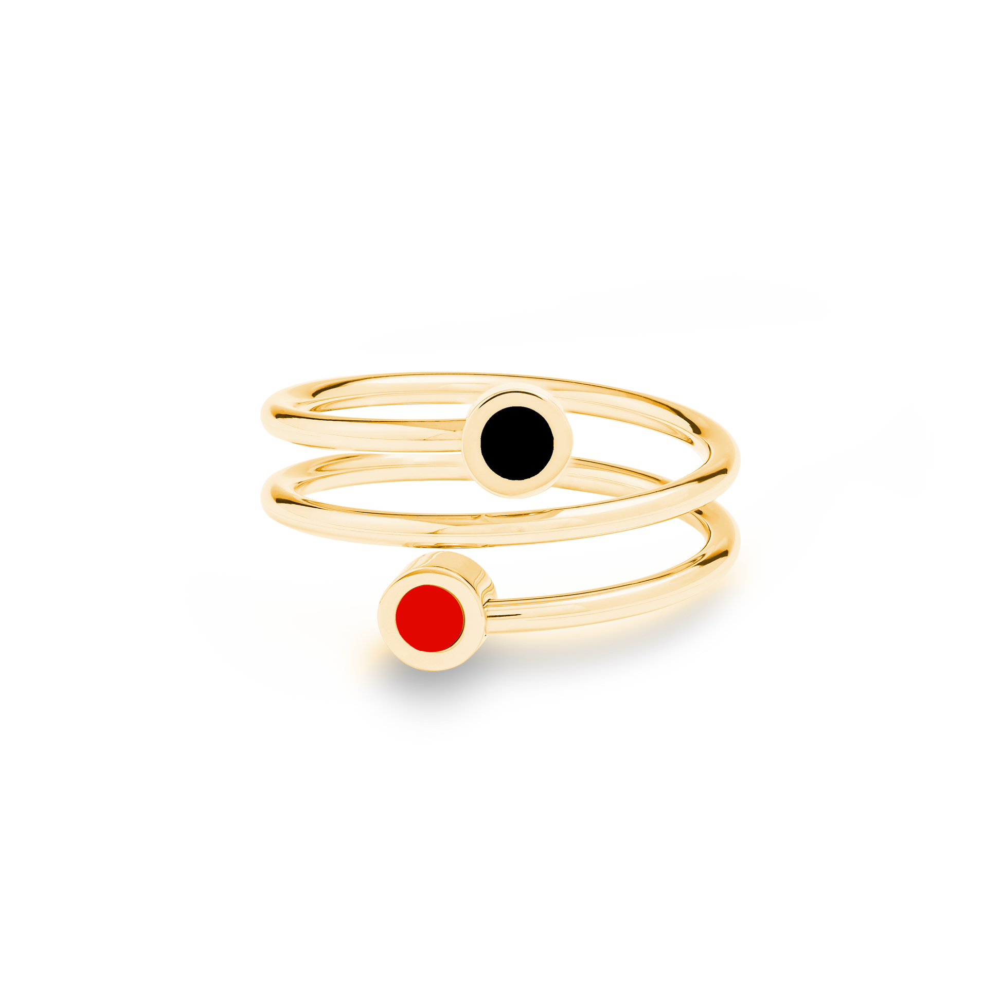 BLACK AND RED CHIP DOUBLE RING