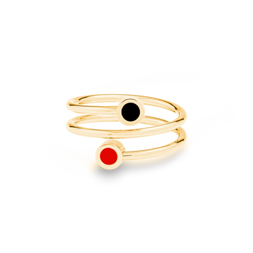 BLACK AND RED CHIP DOUBLE RING