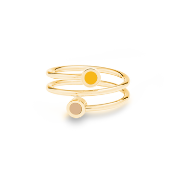 BEIGE AND SPECTRA YELLOW CHIP DOUBLE RING