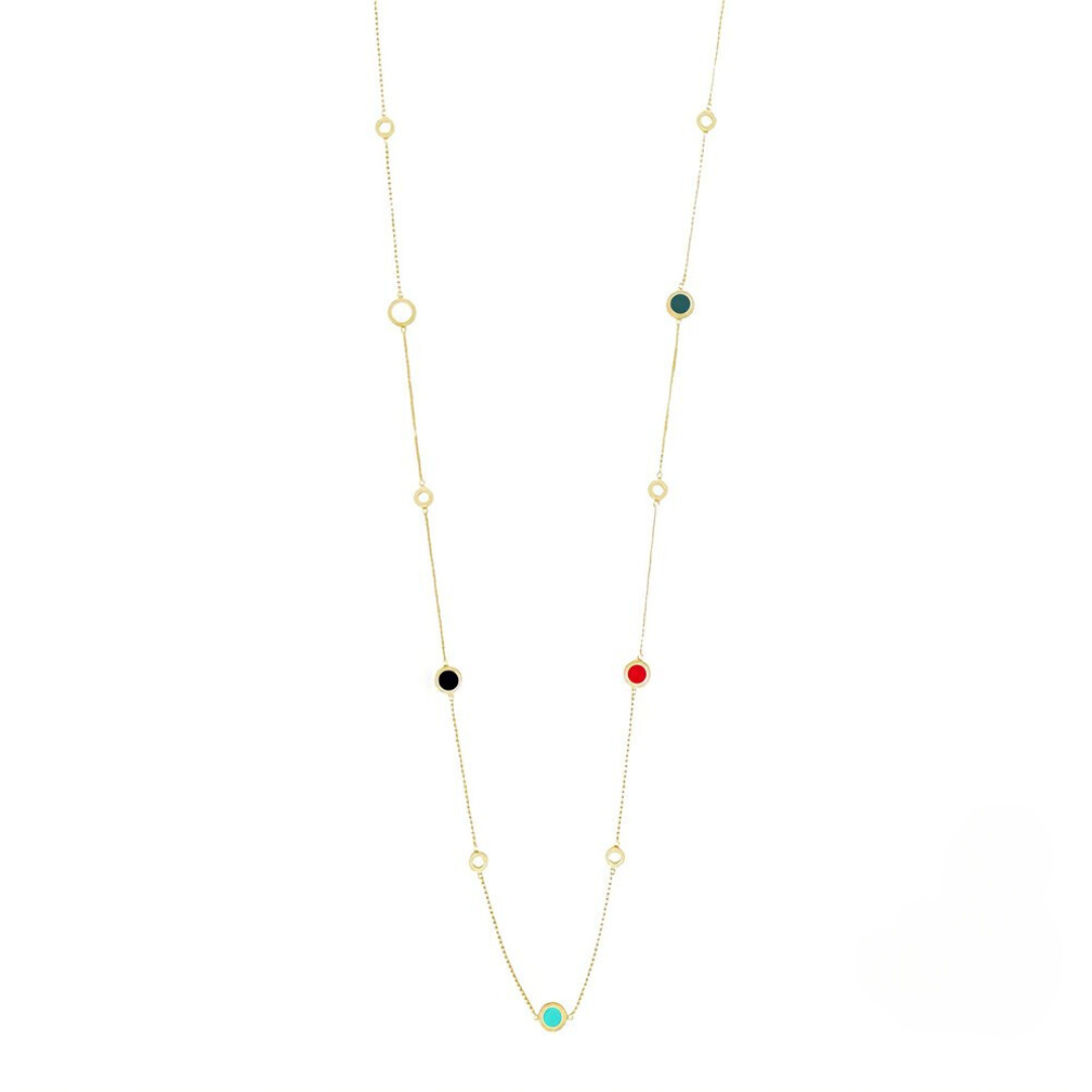 STERLING  SILVER MULTICOLOR CHIPS SAUTOIR
