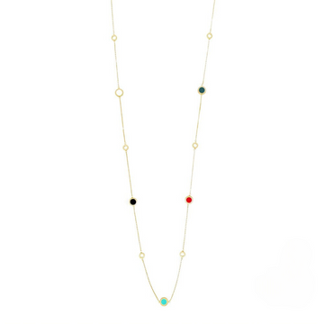 STERLING  SILVER MULTICOLOR CHIPS SAUTOIR