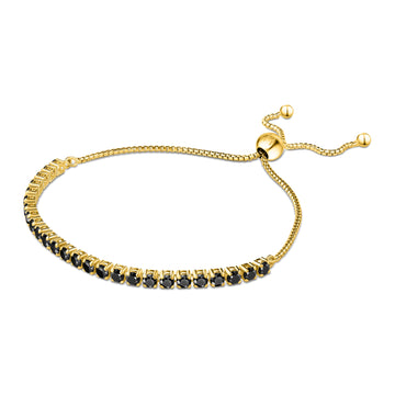 BRACELET ITALY HALF TENNIS BLACK STONES IPYG