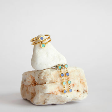 NEW WAVE PERSIAN BLUE AND TURQUOISE CHIP DOUBLE RING