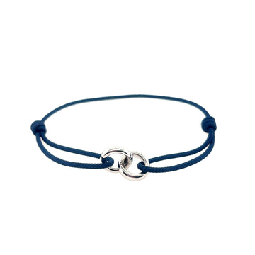 Sayna Cord bracelet with navy blue cord and interlocking silver charms