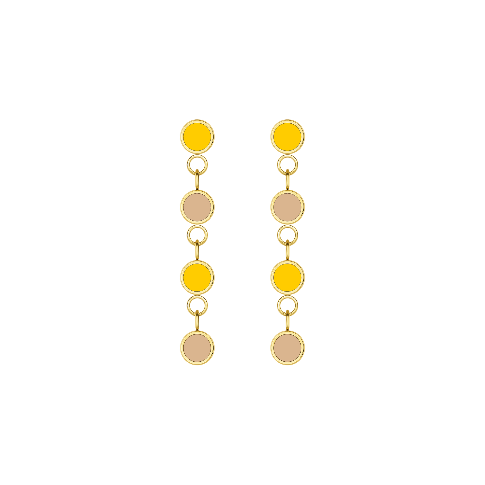 4 BEIGE AND SPECTRA YELLOW CHIPS EARRINGS