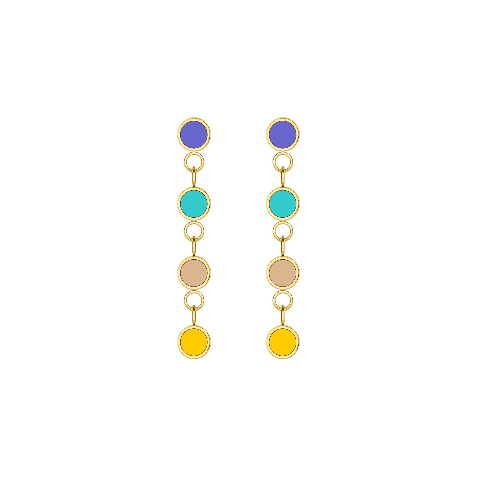 4 PERSIAN BLUE, TURQUOISE, BEIGE, SPECTRA YELLOW CHIPS EARRINGS