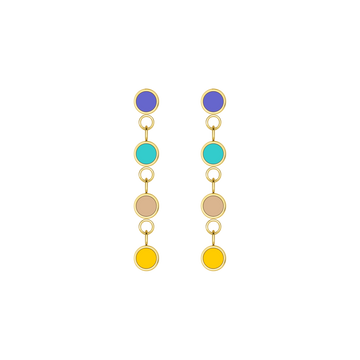 4 PERSIAN BLUE, TURQUOISE, BEIGE, SPECTRA YELLOW CHIPS EARRINGS