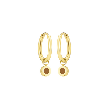 Golden hoops with brown circles.