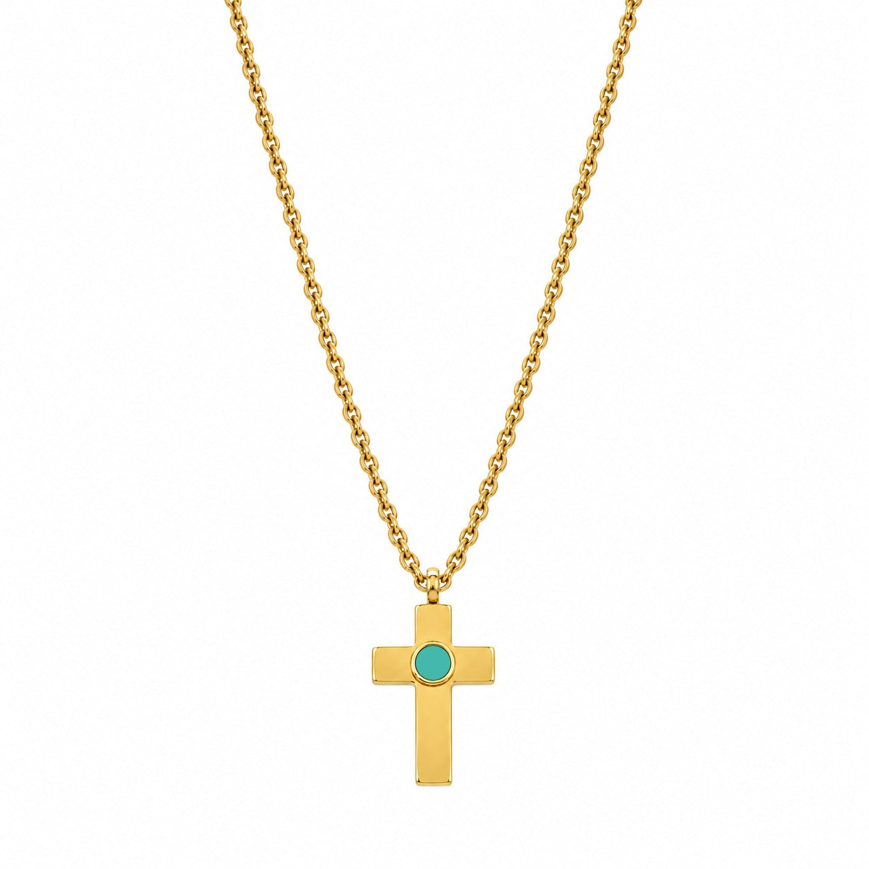 New Wave Symbols Cross Necklace – 18K Gold Plated Stainless Steel