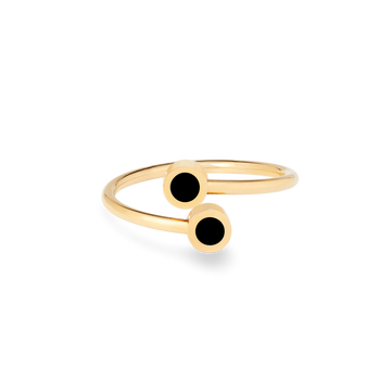 Sustainable gold ring with black ocean plastic charms by Jason Hyde