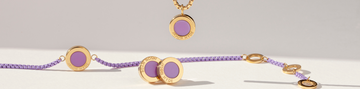 Ocean jewelry set with lavender chips: earrings, bracelet and necklace