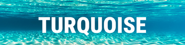 'TURQUOISE' collection banner with white text over a underwater image