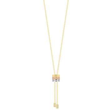 BOLO TIE TUBE BEIGE CHIP WITH ZIRCONIA NECKLACE