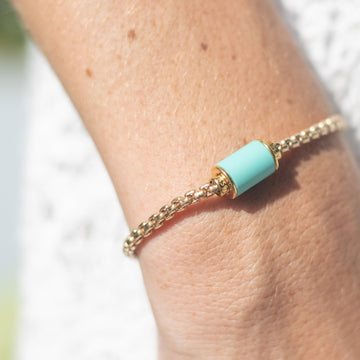 THALASSA YELLOW GOLD CHAIN TURQUOISE CHIP MAGNET