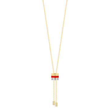 WEWA BOLO TIE TUBE RED CHIP WITH ZIRCONIA NECKLACE