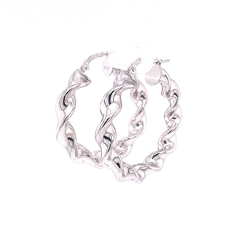 SILVER TWISTED HOOPS