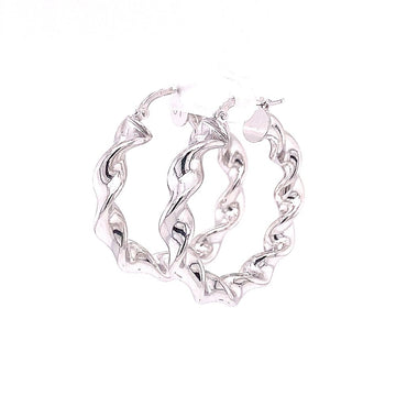 SILVER TWISTED HOOPS