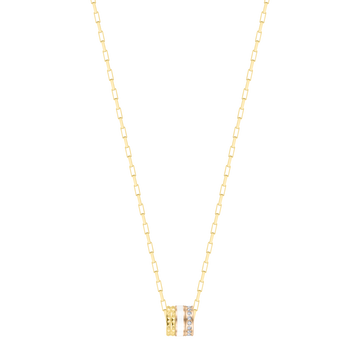 Necklace with a white zirconia tube pendant.