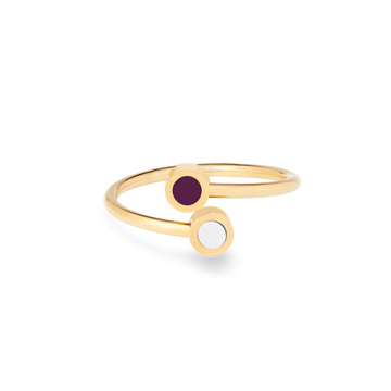 18K GOLD RING WITH PLUM AND WHITE CHIP