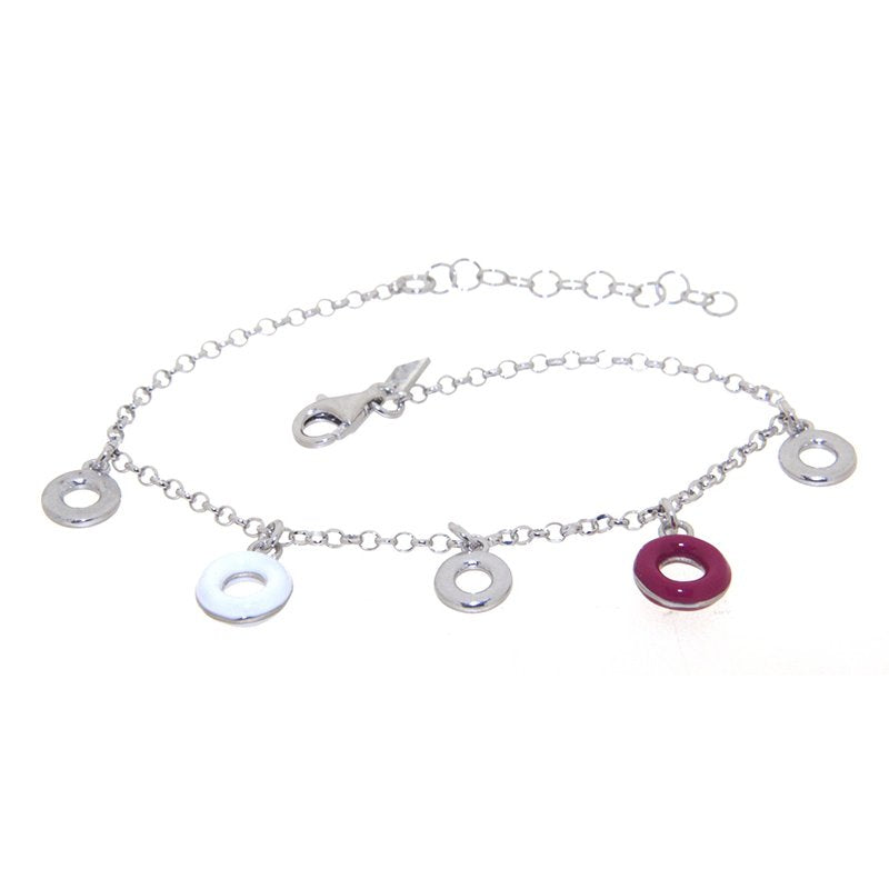 ACQUARELLO HANGING ROUND WHITE AND ROSE VIOLET BRACELET