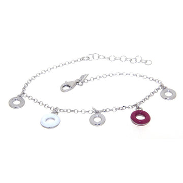 ACQUARELLO HANGING ROUND WHITE AND ROSE VIOLET BRACELET