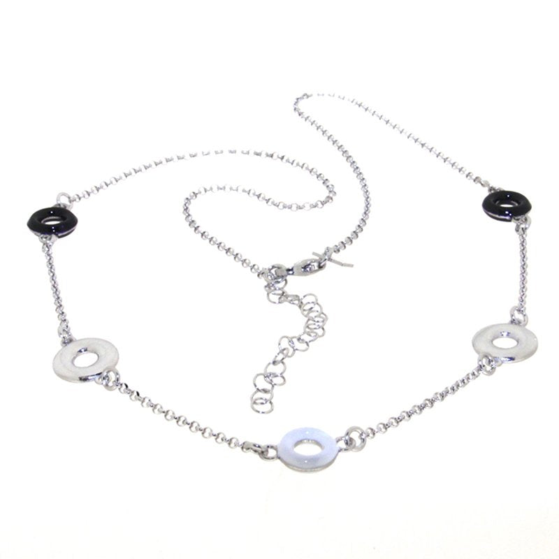 ACQUARELLO HANGING ROUND WHITE AND BLACK NECKLACE