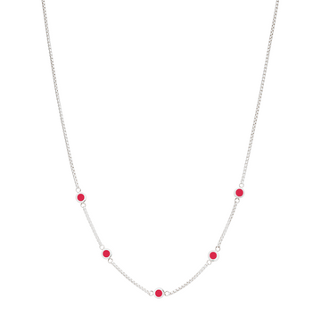 Fashionable gold Wave necklace with 5  red chips