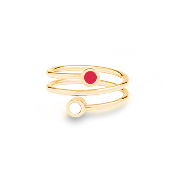 RED AND WHITE CHIP DOUBLE RING