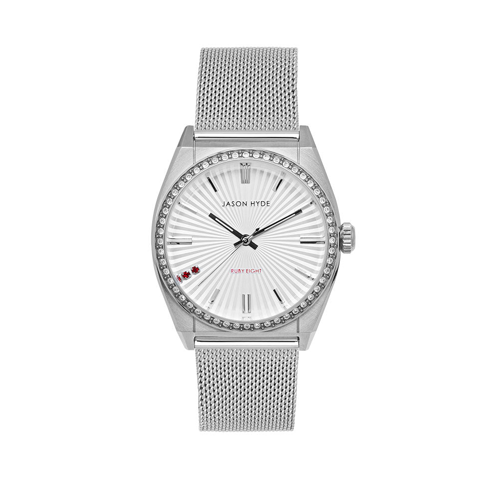 36MM SILVER  WATCH WITH SILVER DIAL AND MESH STRAP