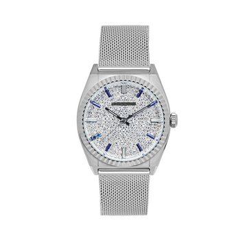 #RUBY-EIGHT | 36MM WATCH SILVER PAVE DIAL - MESH STRAP