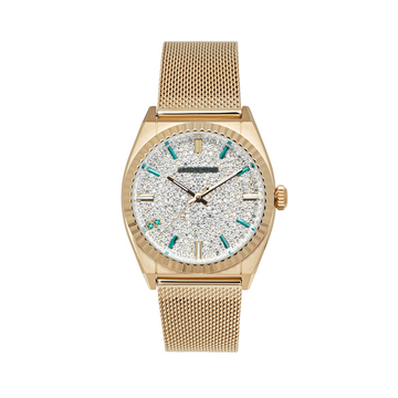 LUXURY GOLD WATCH WITH CRYSTAL DIAL.