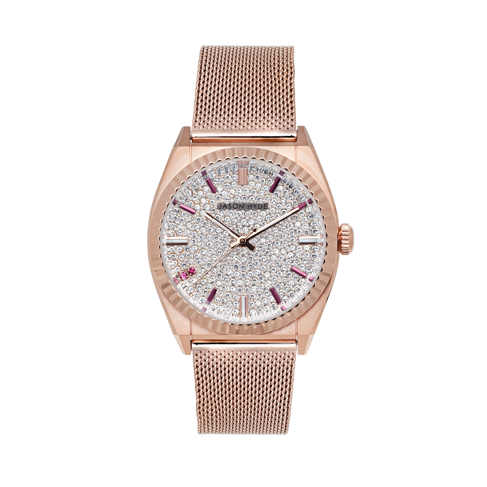 ROSE GOLD  36MM WATCH PAVE DIAL - MESH STRAP