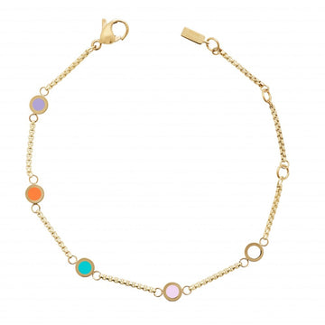 18K GOLD ANKLET WITH 5 MULTICOLOR CHIPS