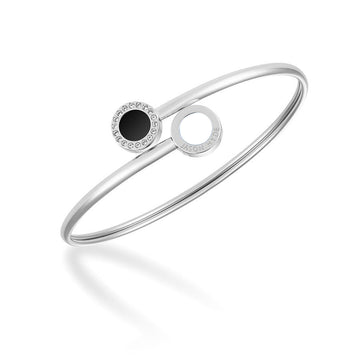 ZIRCONIA BANGLE WITH BLACK AND WHITE CHIPS