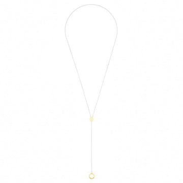 WHITE CHAIN LARIAT WITH WHITE CHIP