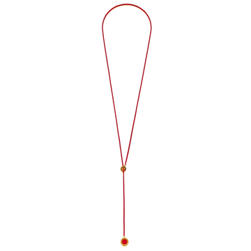 RED CHAIN LARIAT WITH RED CHIP
