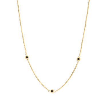 Modern gold chain necklace with three unique black chips