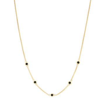 Golden necklace with five black  chips