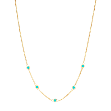 GOLDEN NECLACE WITH 5 TURQUOISE CHIPS