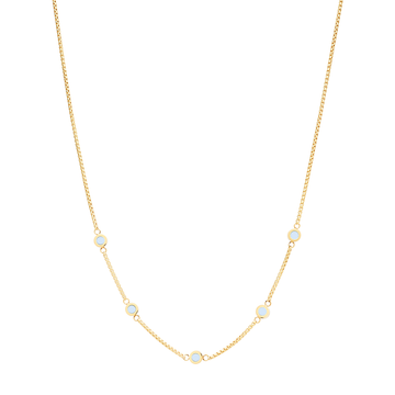 GOLD NECKLACE WITH 5 WHITE CHIPS
