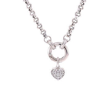 CATENE ROLO WITH PAVE HEART NECKLACE