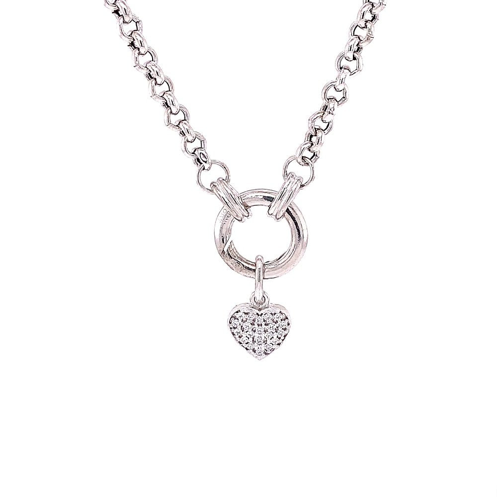 ROLO WITH PAVE HEART NECKLACE
