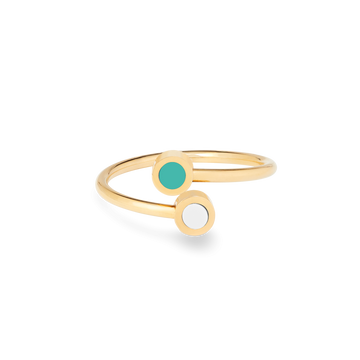 TURQUOISE AND WHITE CHIP RING