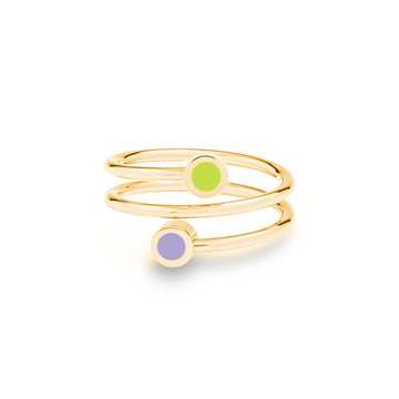 NEW WAVE LAVENDER AND LIME GREEN CHIP DOUBLE RING