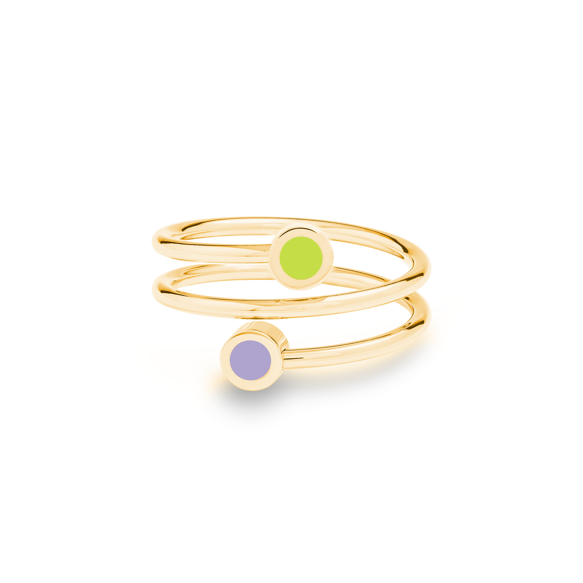 LAVENDER AND LIME GREEN CHIP DOUBLE RING