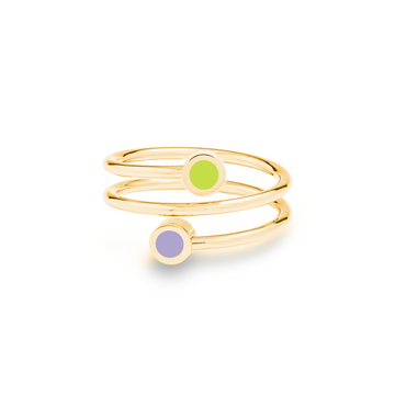 LAVENDER AND LIME GREEN CHIP DOUBLE RING