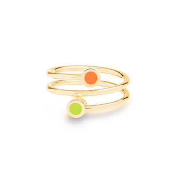ORANGE AND LIME GREEN CHIP DOUBLE RING